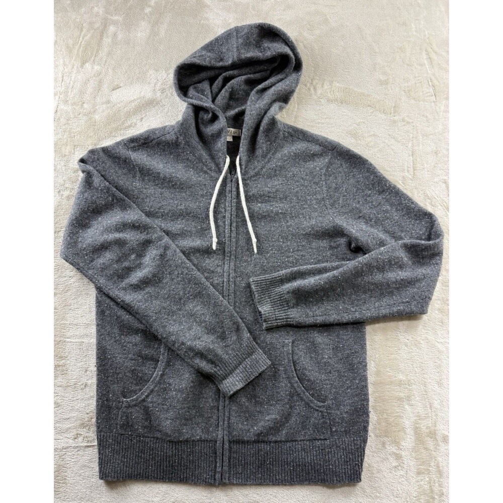Orvis 100% Cashmere Zip Up Hoodie Women's Small Gray Knit